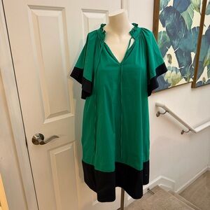 PEARL by Lela Rose cotton poplin flutter sleeve tunic Dress